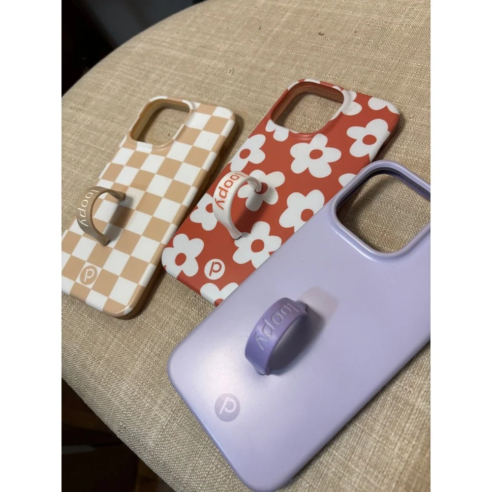 Loopy iPhone 14 Pro Max Phone Case Lot‎ of 3 Floral Checkered Purple Grip Case